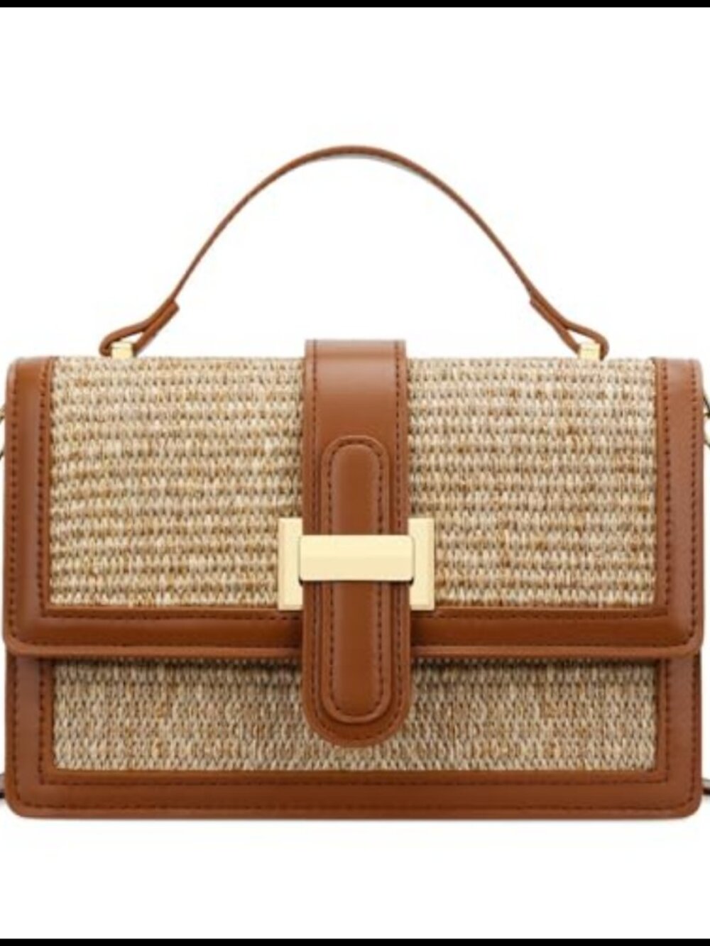 Straw Crossbody Bag Women PU Leather Top Handle Small Handbag